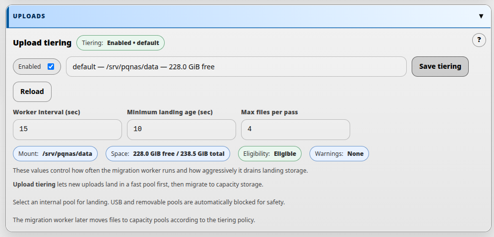 DNA-Nexus upload tiering settings