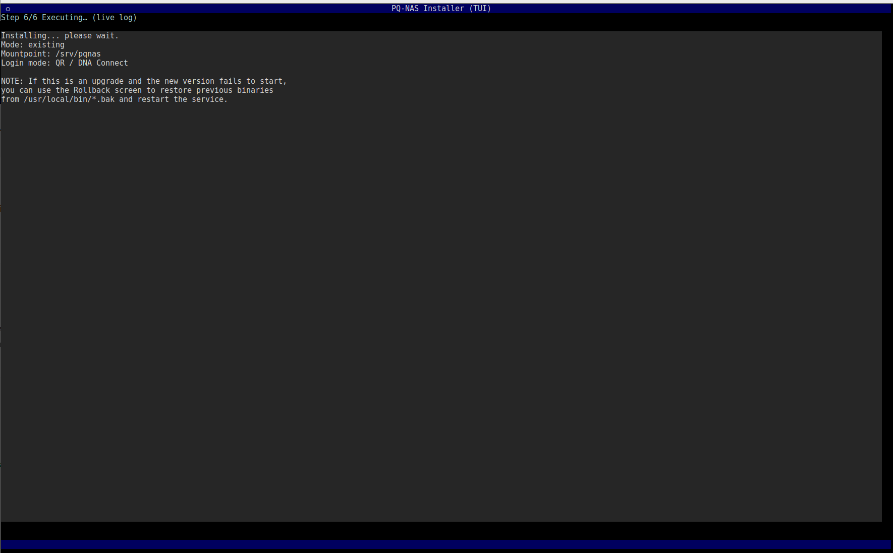 DNA-Nexus installer live installation log