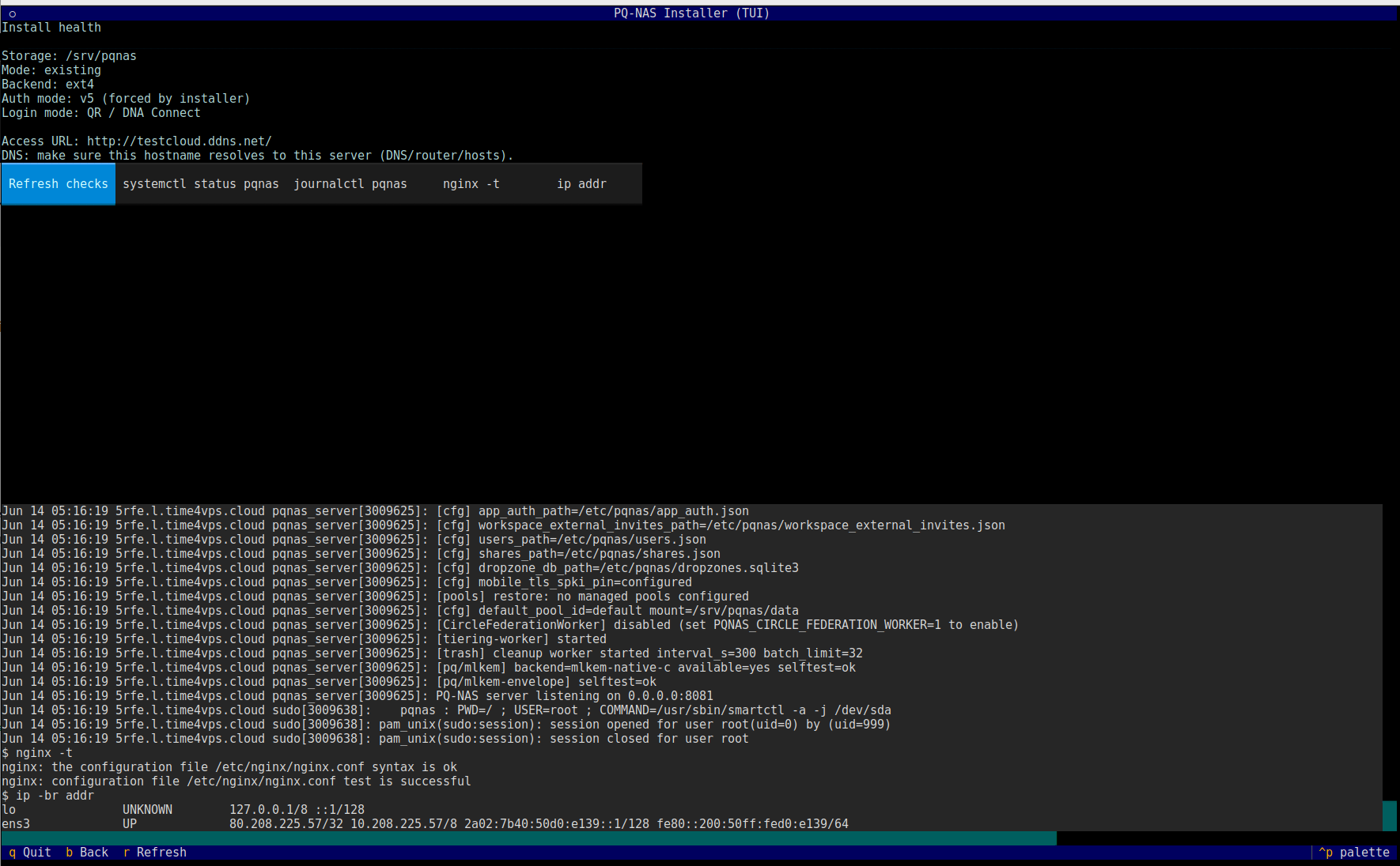 DNA-Nexus installer install health summary screen